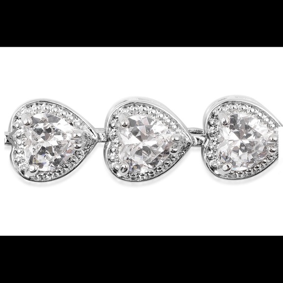 Simulated Diamond Heart Bracelet - Picture 2 of 4